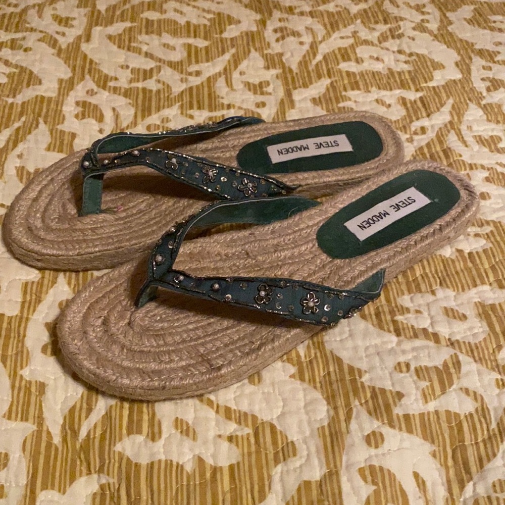 Steve Madden Espadrille Embellished Flip Flops